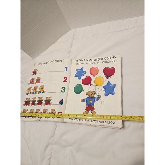 Vtg Teddy Bear Completed Fabric Book Panel Child Debelop Baby Fast Learning - Picture 4 of 5